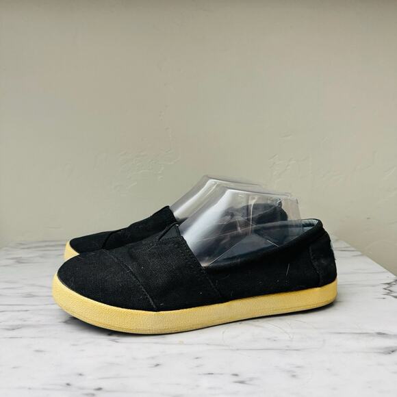 Toms Black Canvas Slip On Loafers Women’s Size 8 - Picture 1 of 10